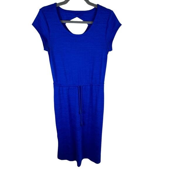 T By Talbots Royal Blue Cap Sleeve Scoop Neck Knit Maxi Dress Pockets Size S - Picture 1 of 8